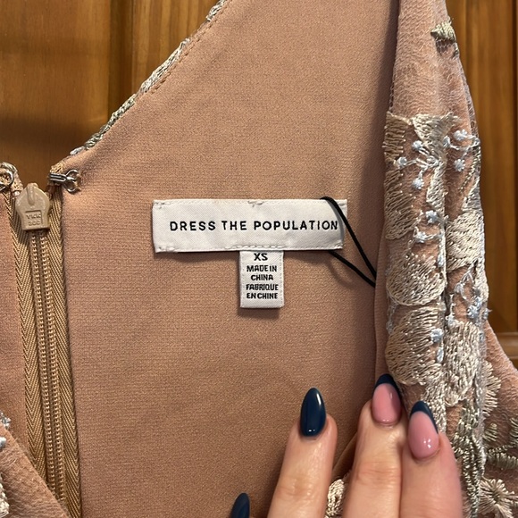 Dress The Population Embellished Plunging Gown Sleeveless Floral Long Dress- NWT - Picture 6 of 8